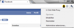 Ejemplo de Click Web Proxy y facebook