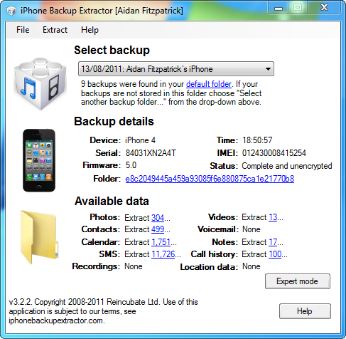 iPhone Backup Extractor, recupera archivos perdidos del iphone,ipad o el ipod
